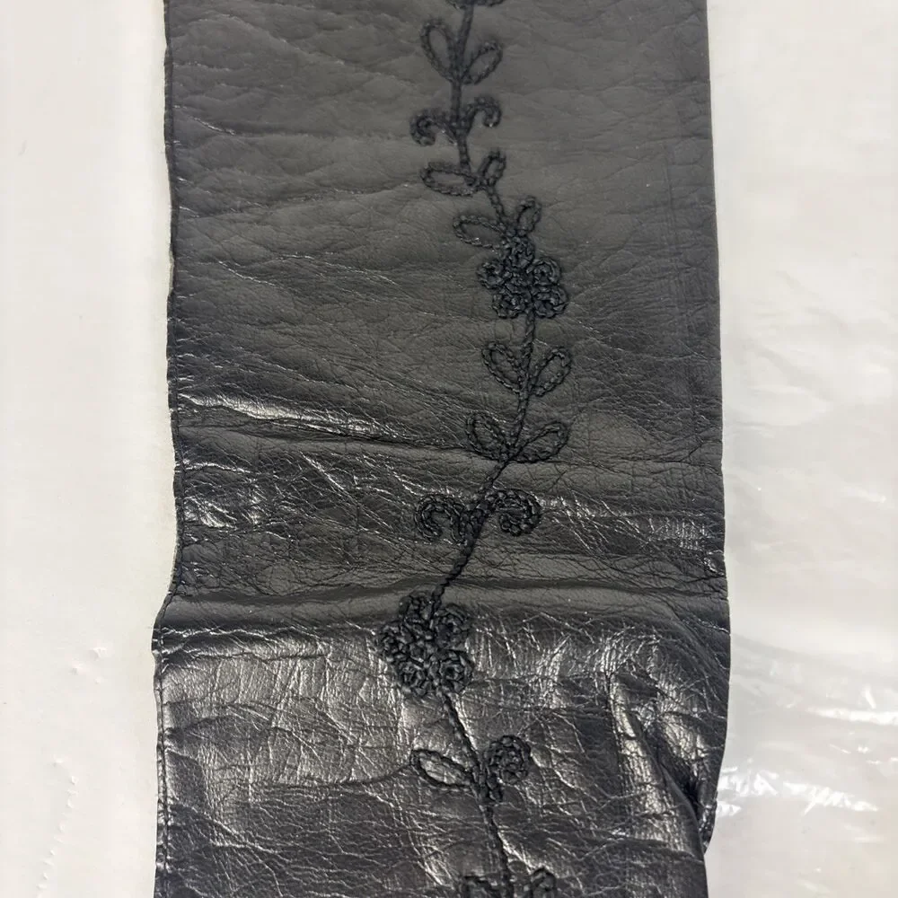 VTG Stix Baer Fuller Black Embroidered Gloves Leather Size 7 Real Kid Elbow